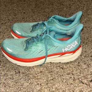 Hoka Women's Teal and Coral Athletic Shoes